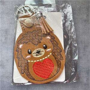 Brown and Red Embroidered Key Holder